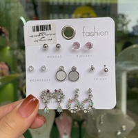  عکس11 پک گوشواره هفت جفتی نقره ای